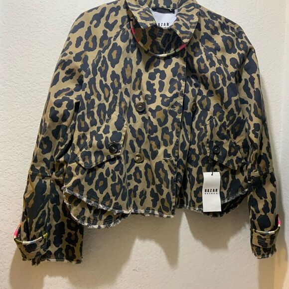 NWT Bazar deluxe Leopard Print double breasted Jacket made in Italy - Picture 1 of 10